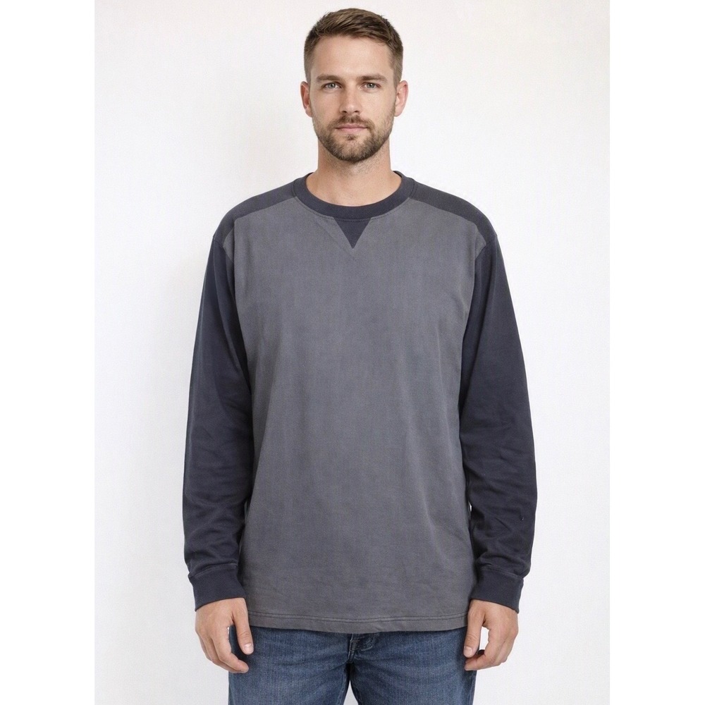 Gray Two‑Tone Long Sleeve Crewneck Shirt XXL NWT